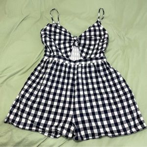 Black & White Gingham Key Hole Romper